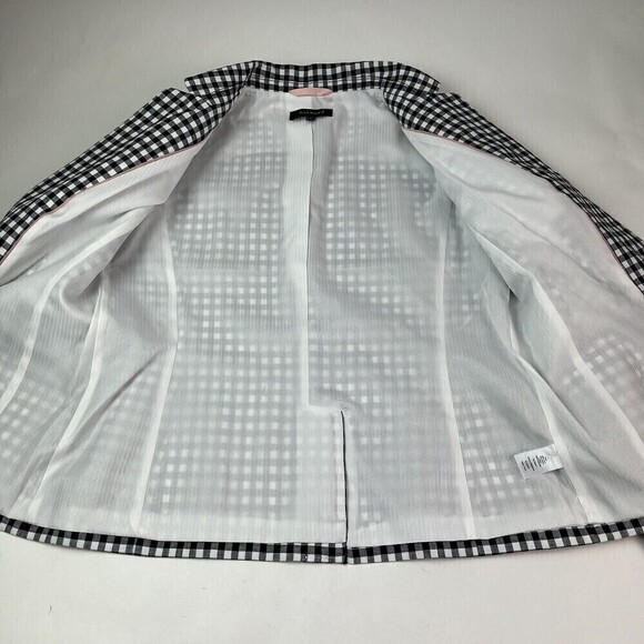 NWT Talbots Linen Blend Blazer sz 10 Jacket Gingham Check Lined Black White - Picture 10 of 11